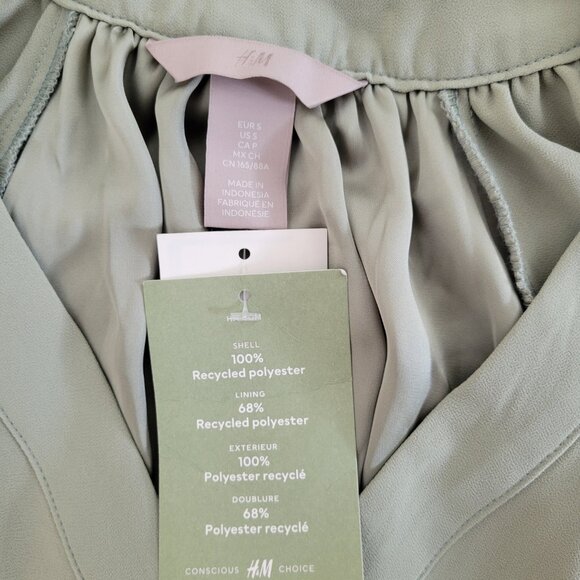 NWT - H&M Sage Green Flutter Sleeve Dress – Size S - Picture 5 of 6